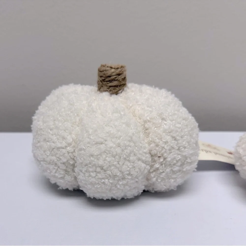 NWT Target Bullseye Playground Set of 2 Cream & Brown Sherpa Pumpkins